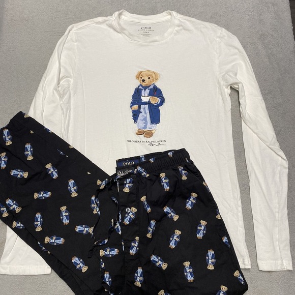 Polo Ralph Lauren Other - Polo Ralph Lauren Polo Bear Pajama Set Mens Small Shirt Pants Drawstring